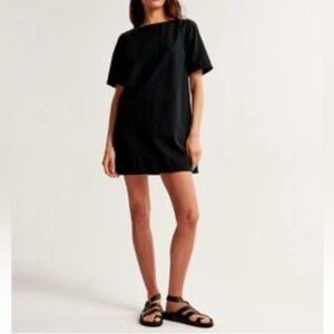 XXL Abercrombie & Fitch Linen black boxy tunic dress.2 pockets.Size XXL